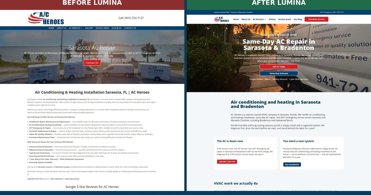 AC Heroes before and after Lumina