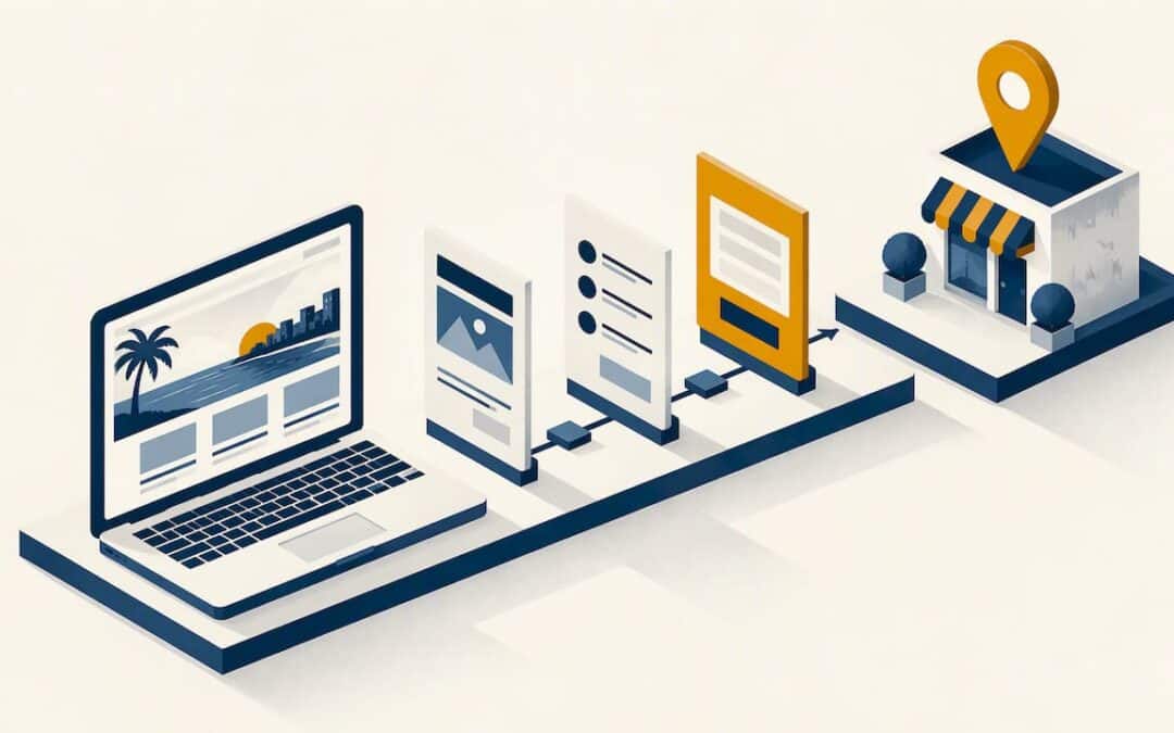 Geometric pathways represent lead-focused local web design