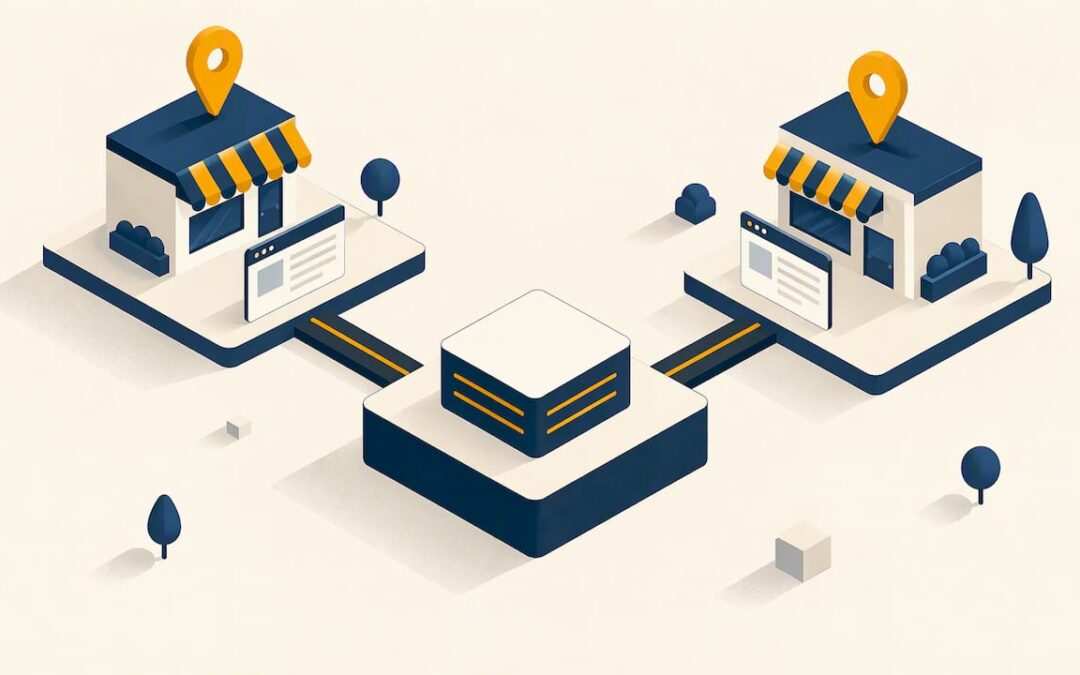 Two location platforms linked to one shared foundation