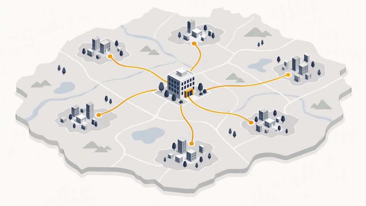 One office serving several distinct city zones